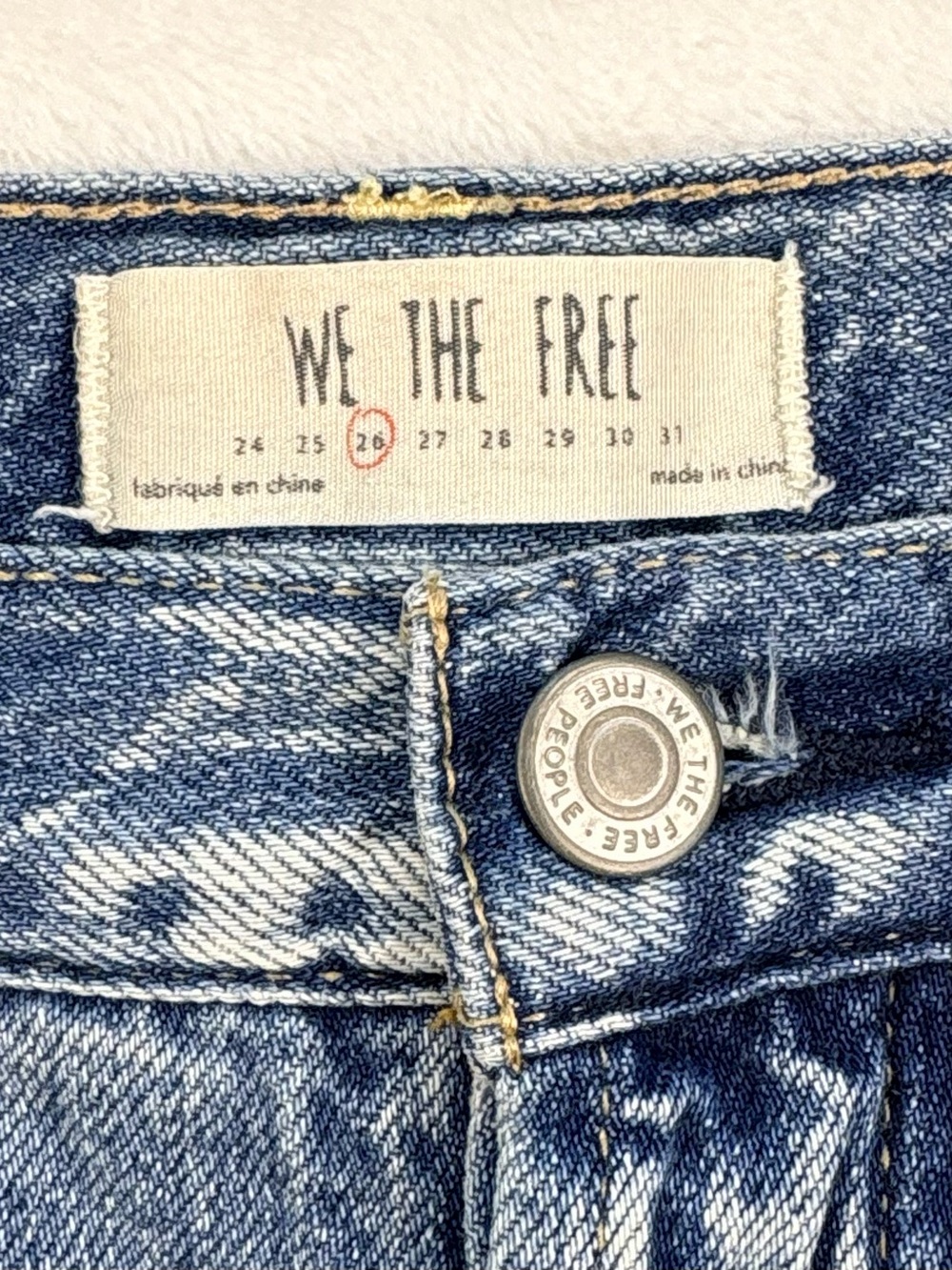 FREE PEOPLE WE THE FREE Denim Pencil Midi Skirt Front Slit Button Fly 26 - Picture 4 of 9